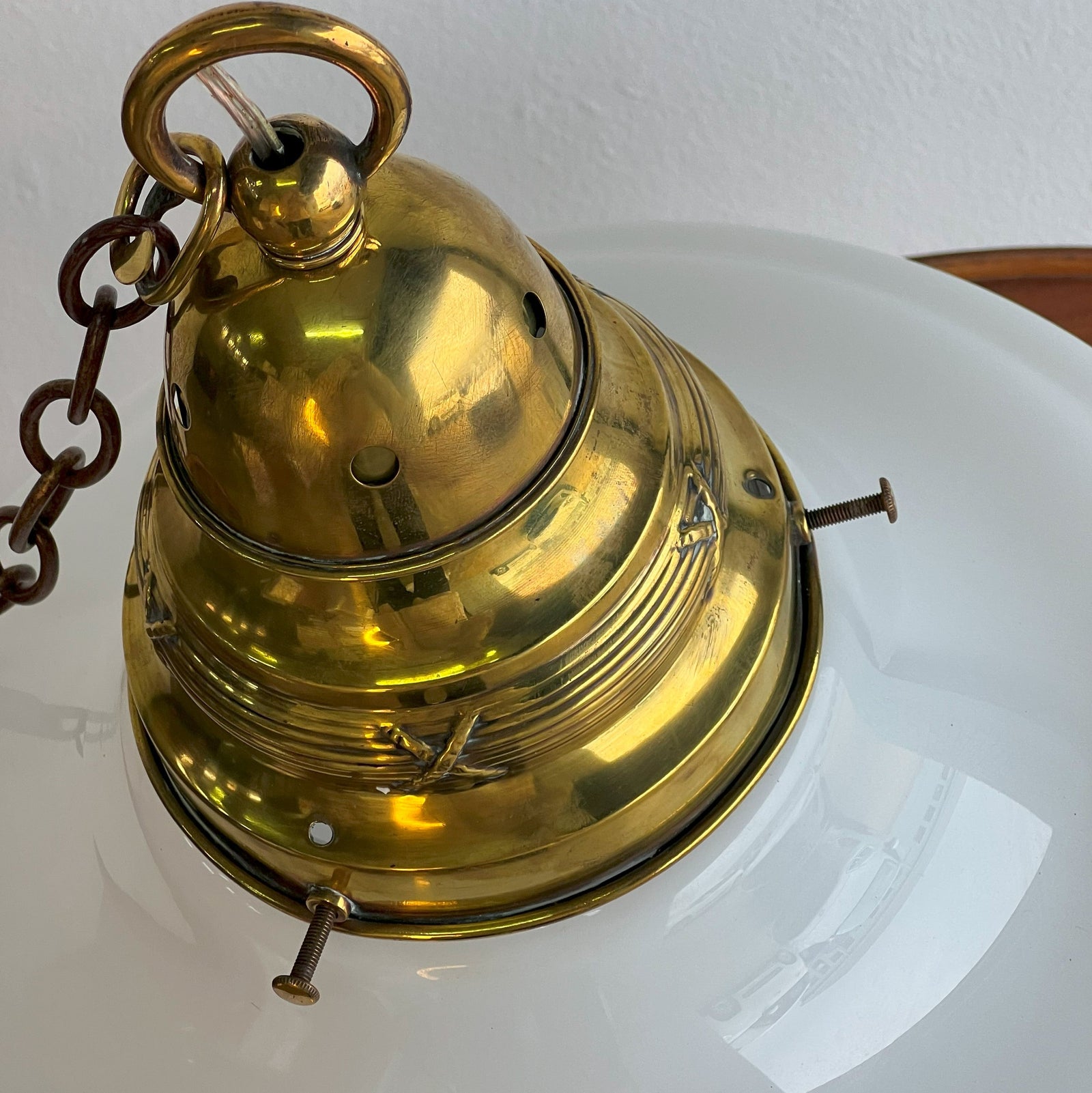 Large Brass and Glass Pendant - The Finishing Store South Africa
