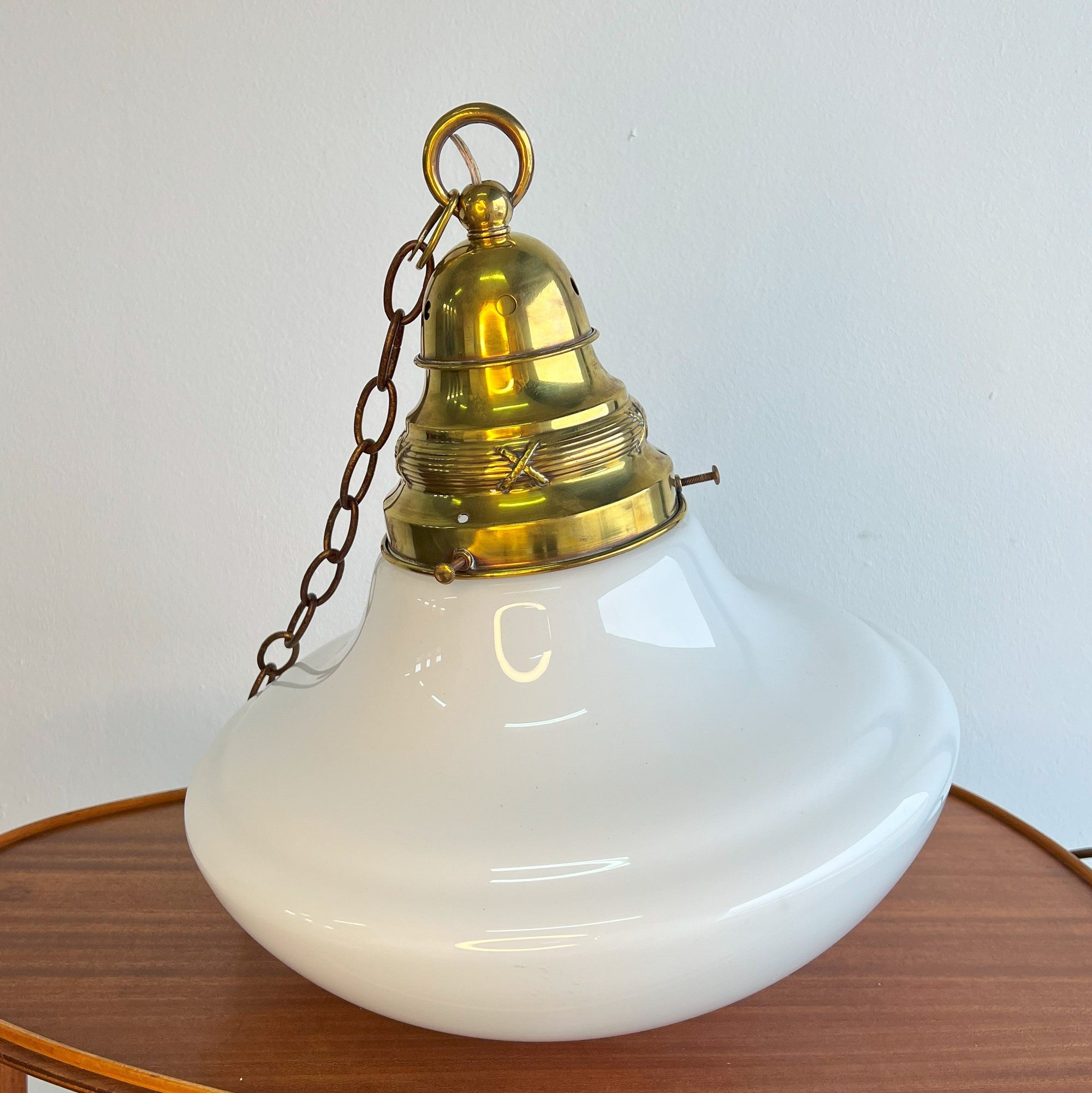 Large Brass and Glass Pendant - The Finishing Store South Africa
