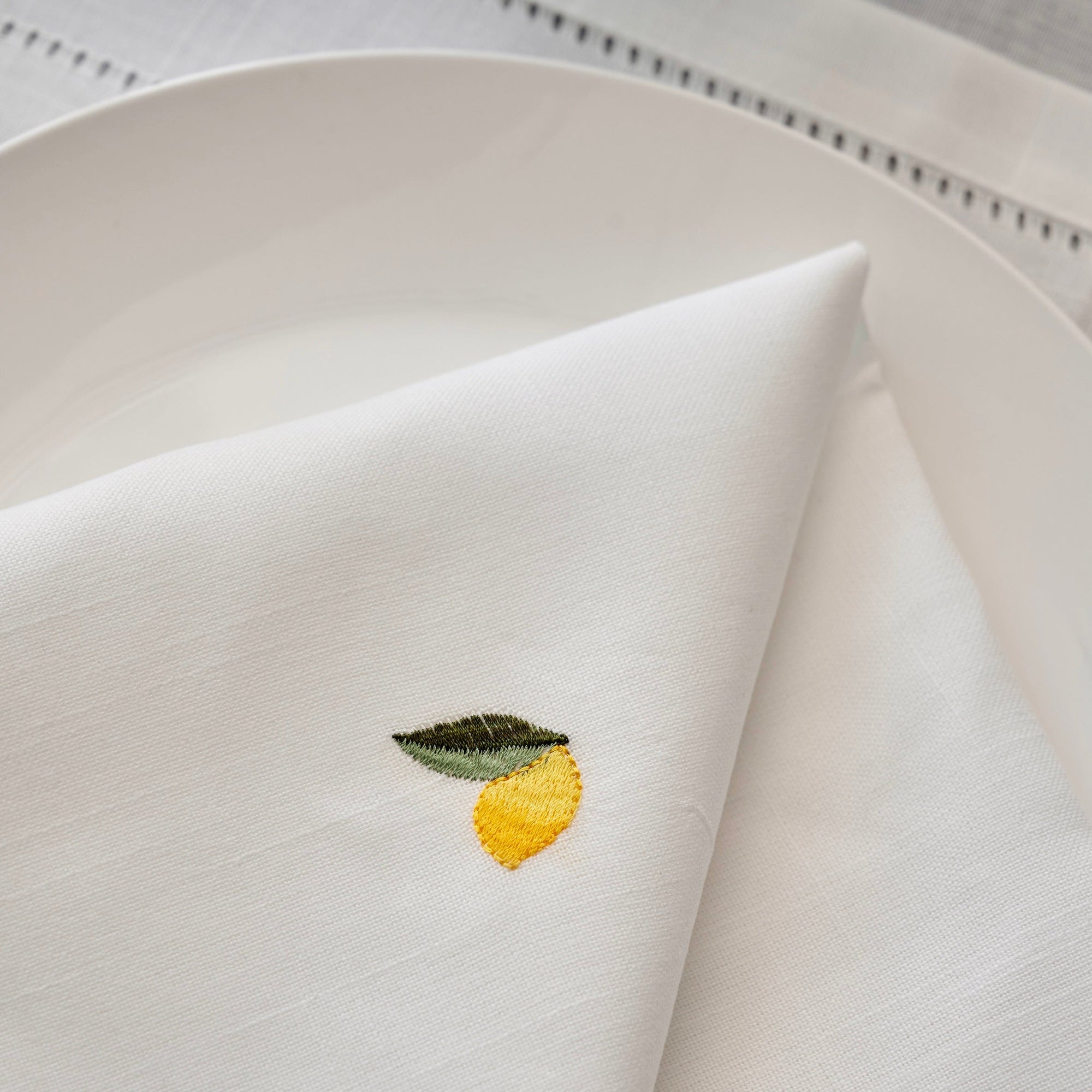 Lemon Cotton and Linen Blend Napkins, Set of Four - The Finishing Store South Africa