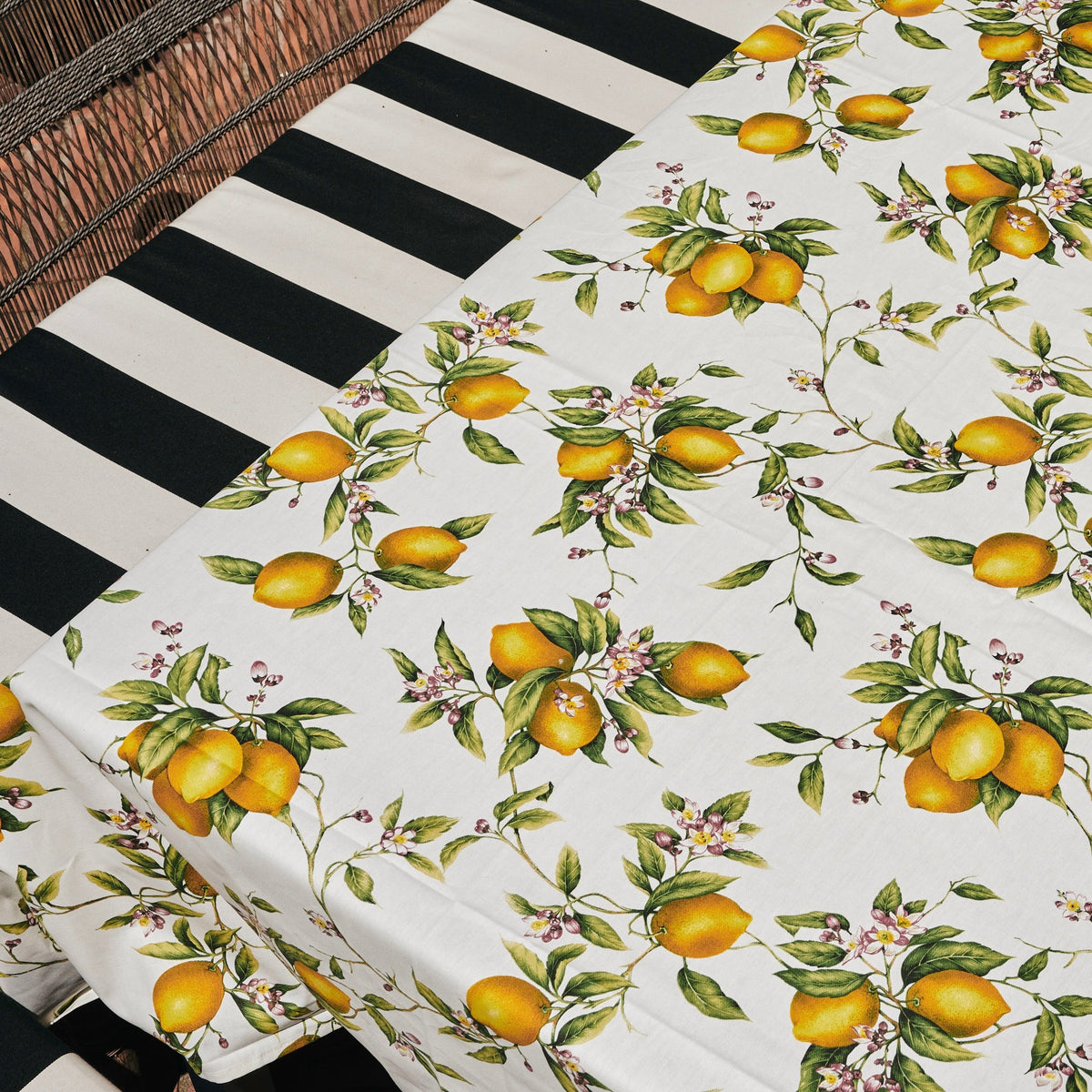 Milia Lemon Print Cotton Table Cloth - The Finishing Store South Africa
